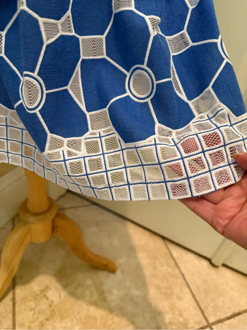 New - Robbie Bee blue and white open weave dress